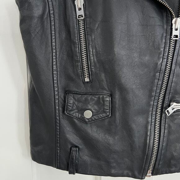 ♥️ Black Leather Moto Vest Women Size 4 Topshop - Picture 5 of 10